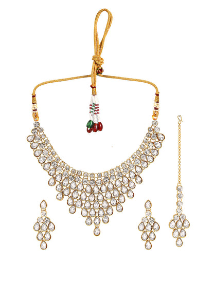 Priyaasi Graceful Grandeur Kundan Necklace Set and Maangtika Ensemble