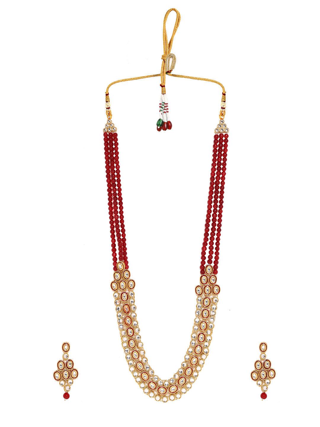 Priyaasi Crimson Elegance with Kundans and Ruby Stones in Exquisite Jewelry Set