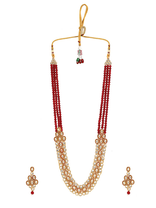 Priyaasi Crimson Elegance with Kundans and Ruby Stones in Exquisite Jewelry Set