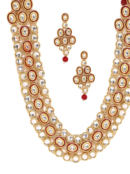 Priyaasi Crimson Elegance with Kundans and Ruby Stones in Exquisite Jewelry Set