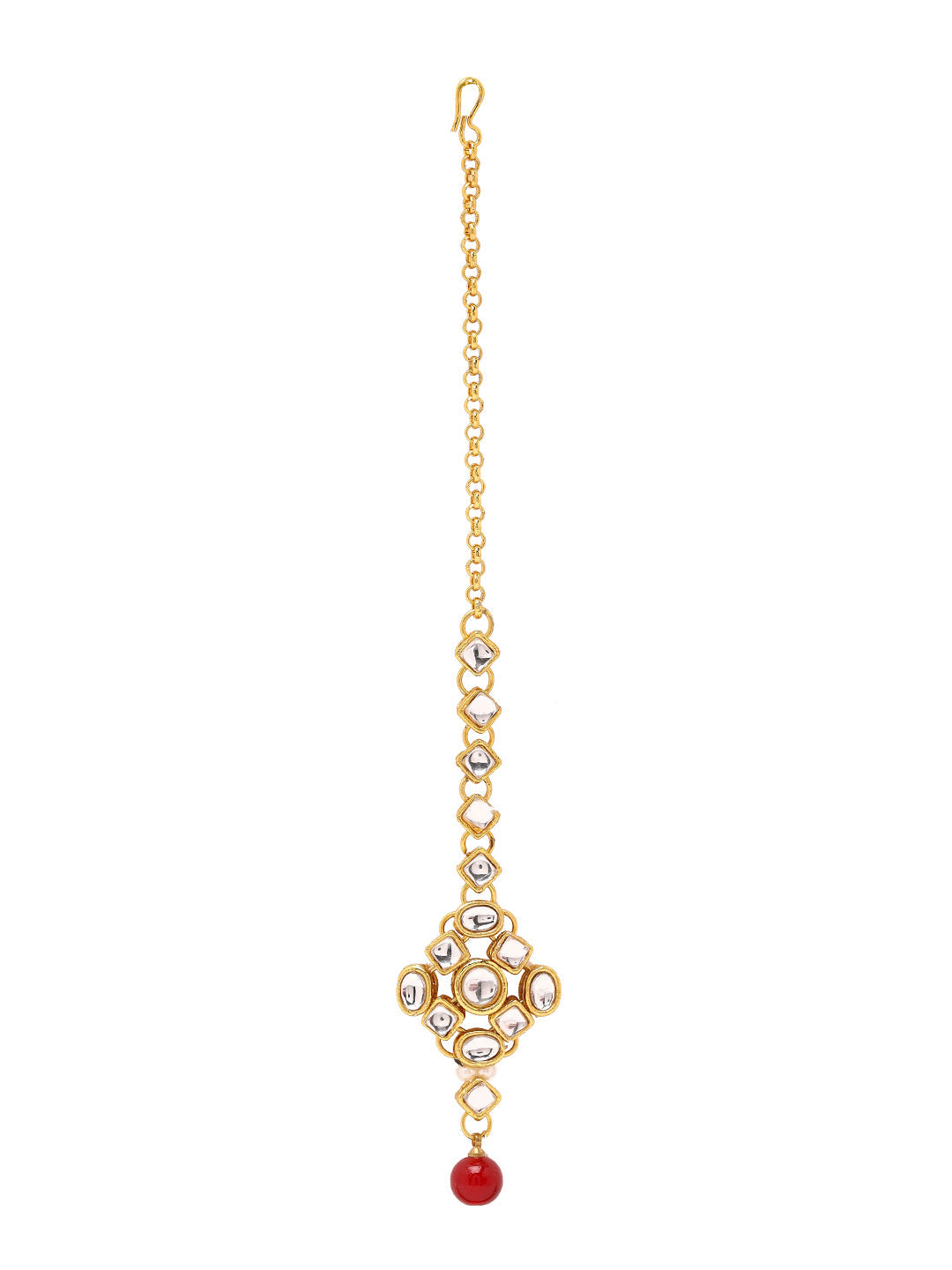 Priyaasi Regal Radiance Kundan and Ruby Jewellery Set with Maangtika