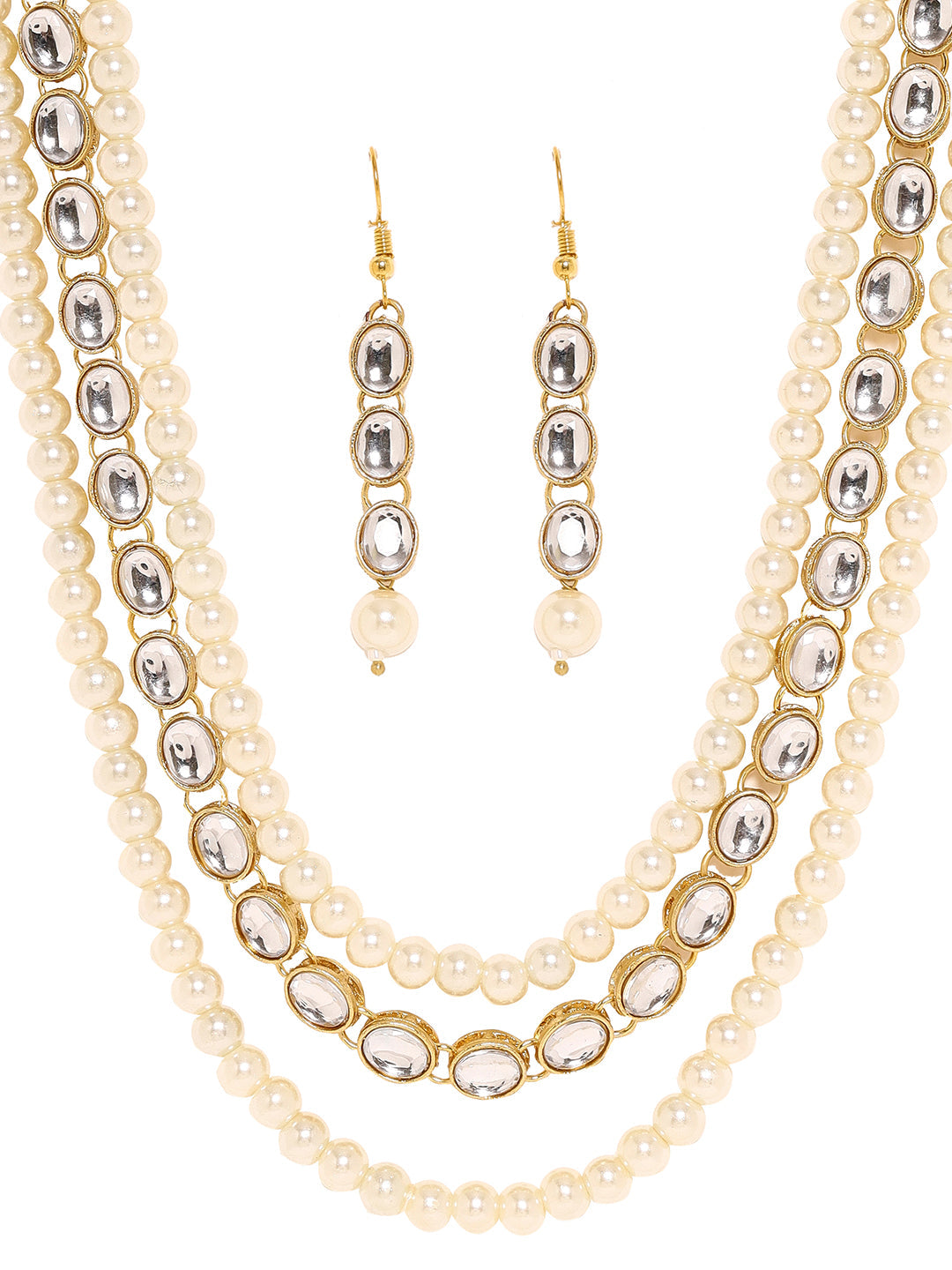 Priyaasi Elegance in Harmony with Kundans and Pearls Jewellery Set