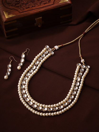 Priyaasi Elegance in Harmony with Kundans and Pearls Jewellery Set