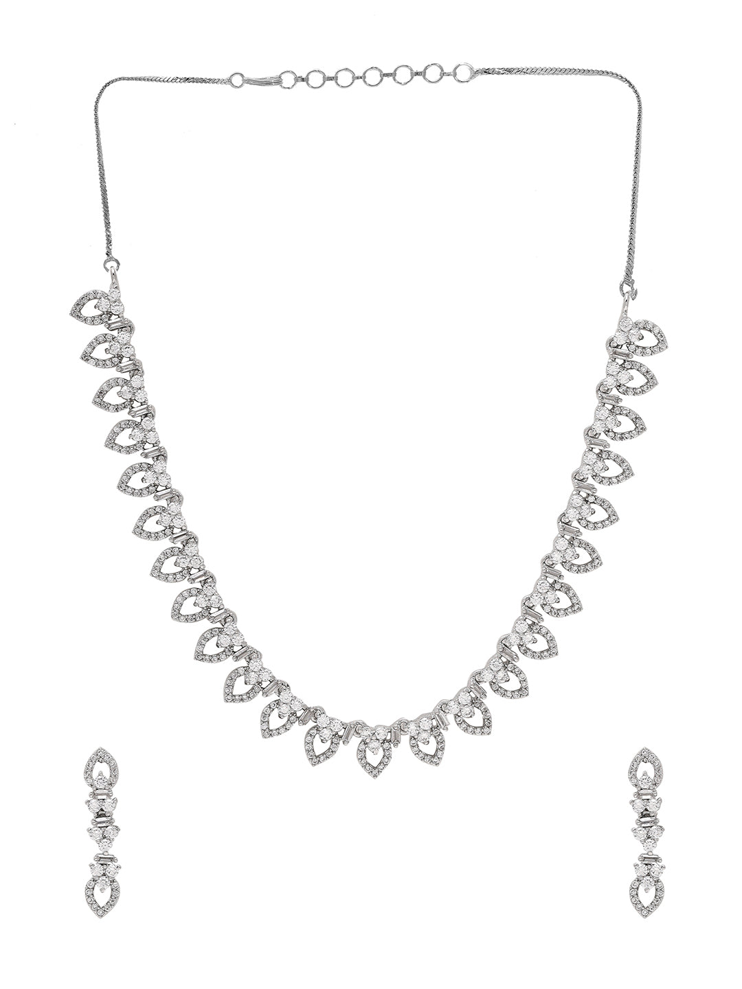 Priyaasi Dashing Silver-Plated American Diamond Jewelry Set