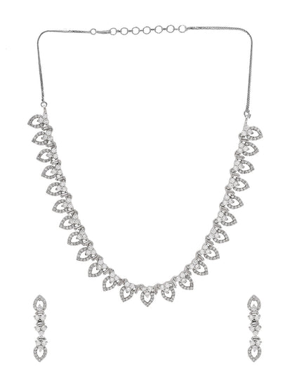 Priyaasi Dashing Silver-Plated American Diamond Jewelry Set