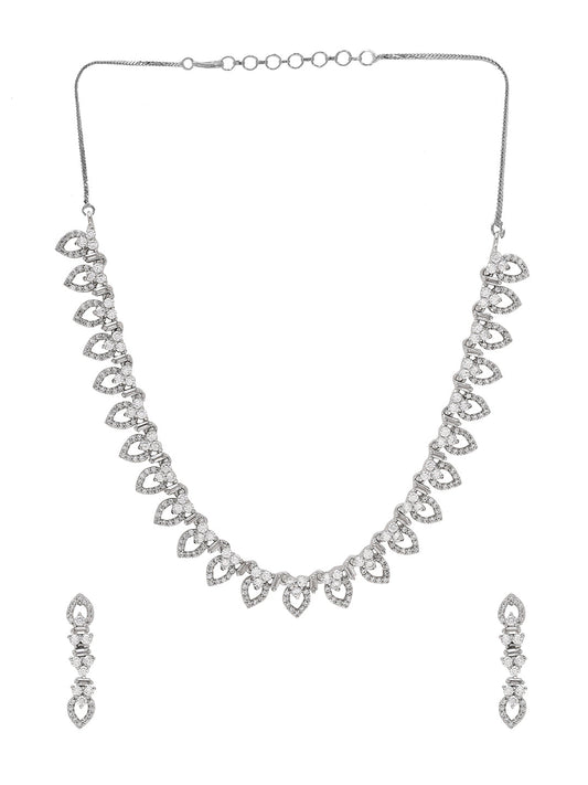 Priyaasi Dashing Silver-Plated American Diamond Jewelry Set