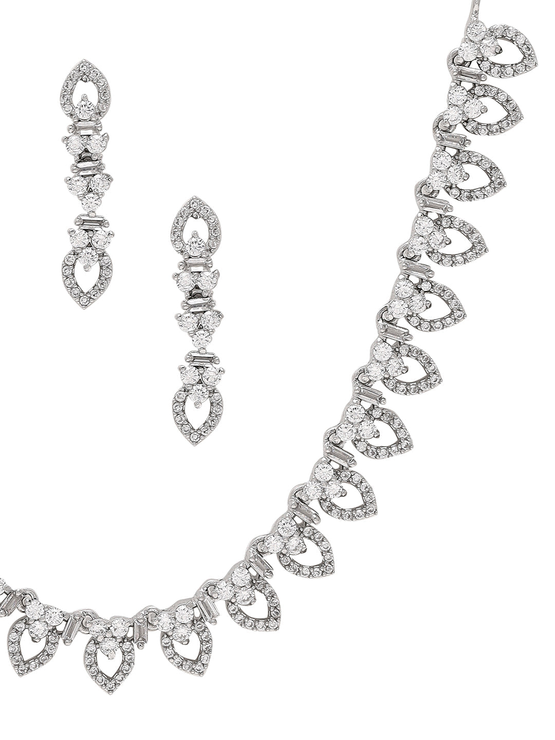 Priyaasi Dashing Silver-Plated American Diamond Jewelry Set