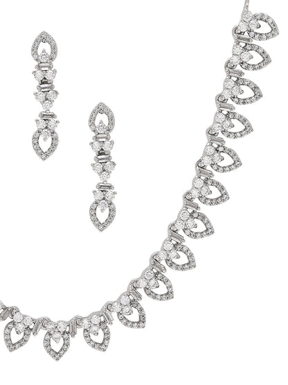 Priyaasi Dashing Silver-Plated American Diamond Jewelry Set