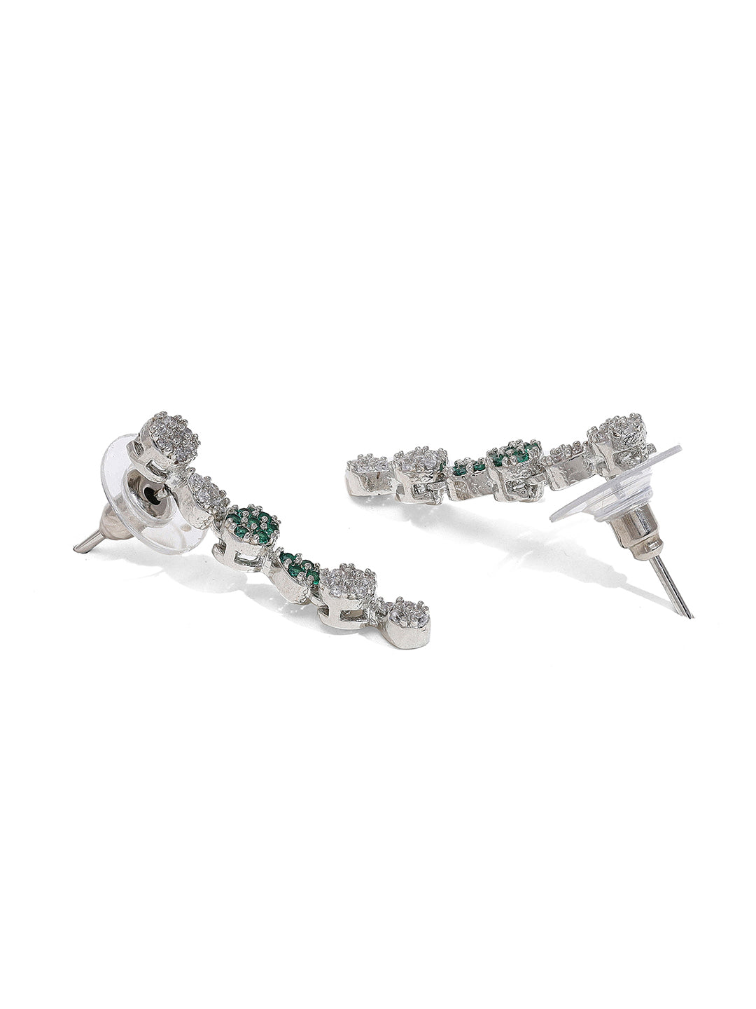 Priyaasi Silver-Plated Splendor with American Diamonds and Enchanting Green Stones