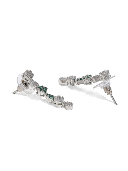 Priyaasi Silver-Plated Splendor with American Diamonds and Enchanting Green Stones