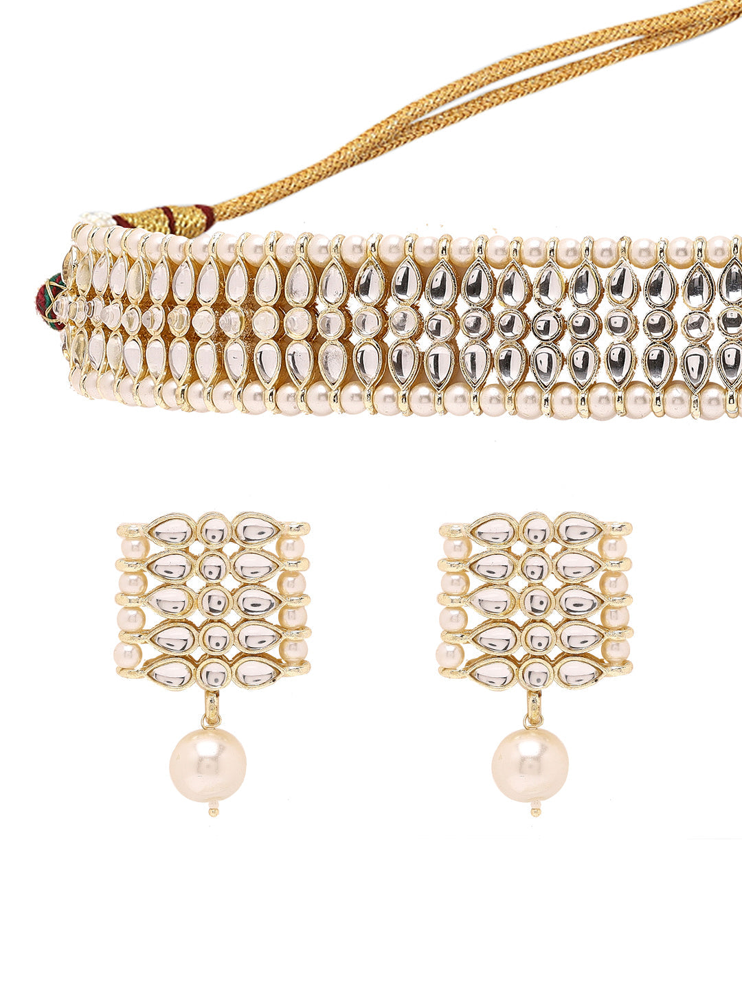 Priyaasi A Charming Kundans and Pearl combo Choker Set