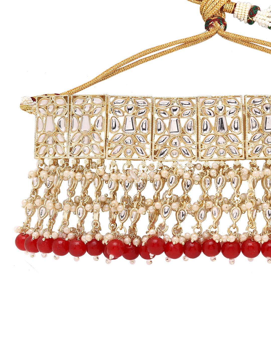 Priyaasi Ethereal Choker Set Adorned with Kundan and Rubies, Paired with Chandbali Beauty