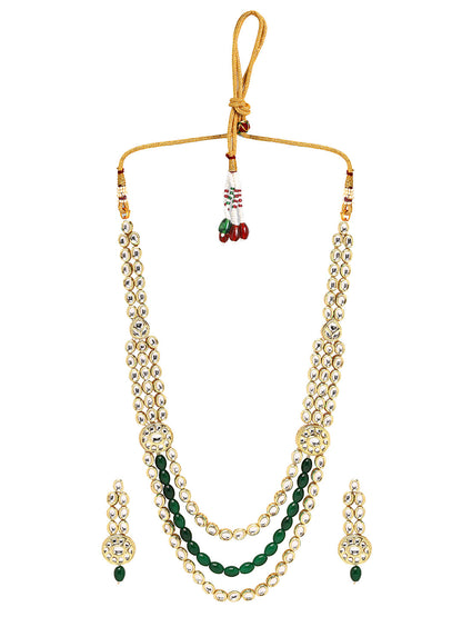 Priyaasi Serenity in Style with Kundan and Green Stones Jewellery Set