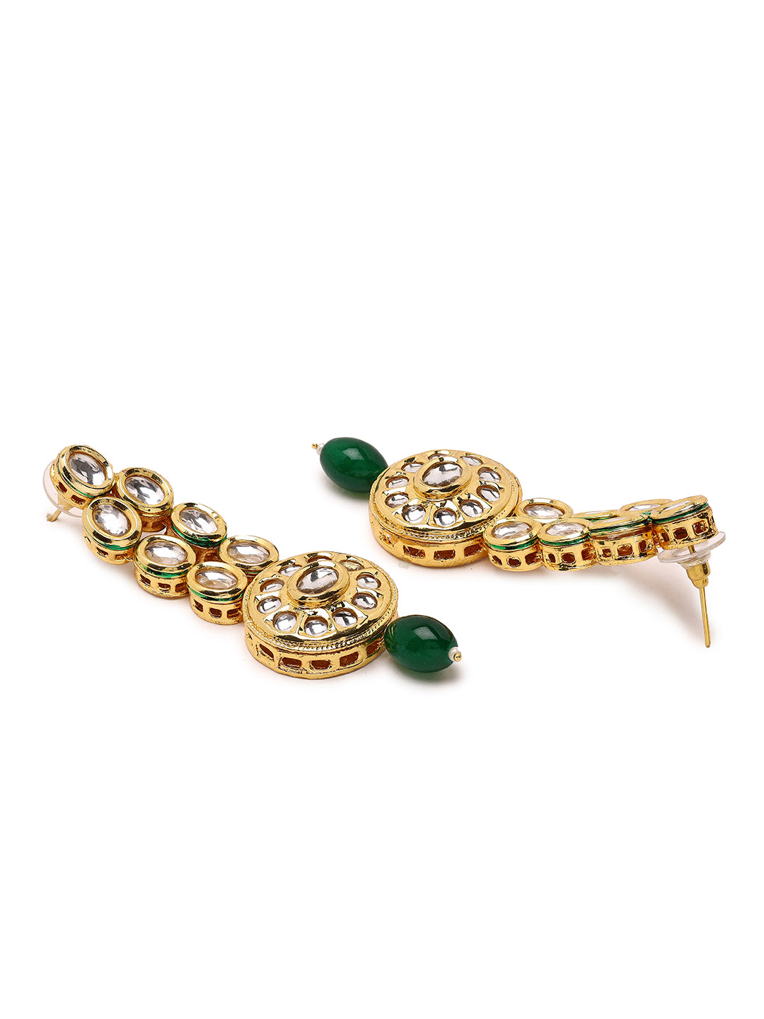Priyaasi Serenity in Style with Kundan and Green Stones Jewellery Set