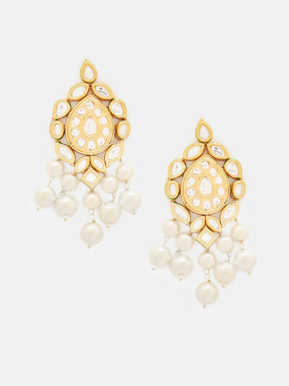 Priyaasi Kundan Pearl Floral Design Choker with Kundan Earrings Jewellery Set