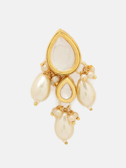 Priyaasi Finest Kundan Gold Plated Choker Necklace with Chic Drop Pearl Earring Jewellery Set