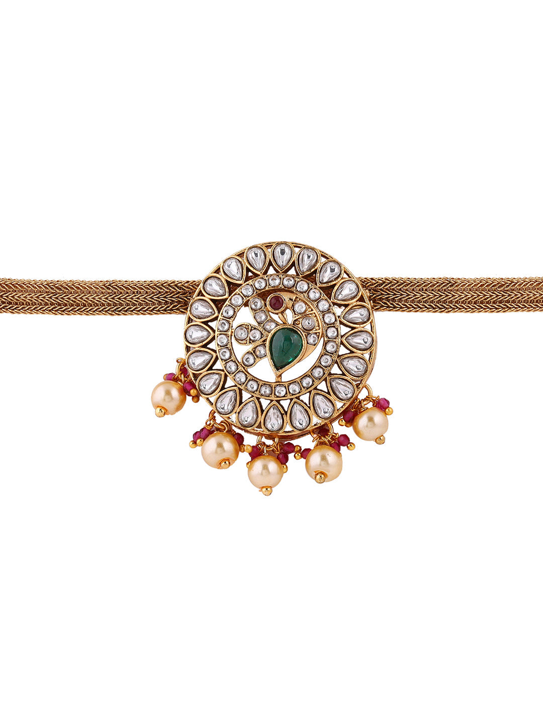 Floral Pattern Multicolor Elegance Gold Plated Chocker Necklace & Earrings Jewellery Set