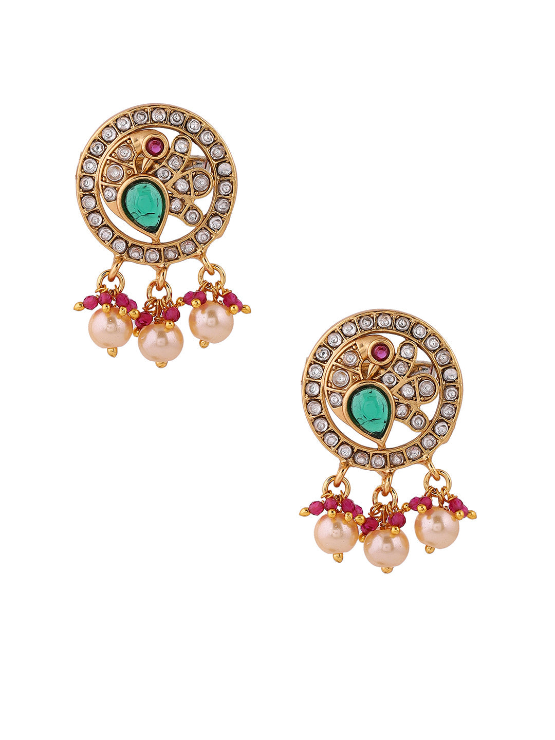 Floral Pattern Multicolor Elegance Gold Plated Chocker Necklace & Earrings Jewellery Set