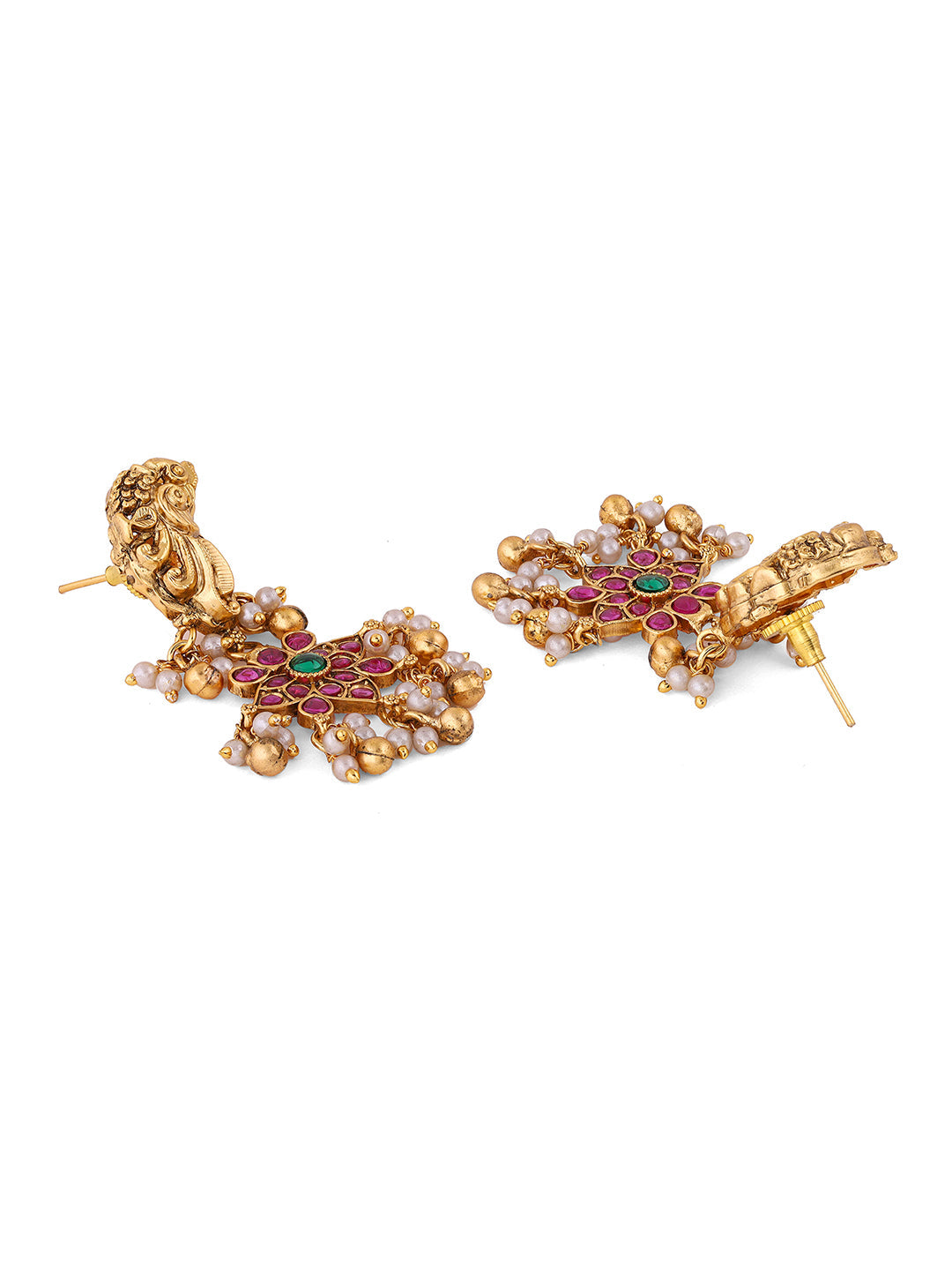 Twin Peacocks Floral Elegance Attigai Choker Necklace with Drop Earrings Jewellery Set