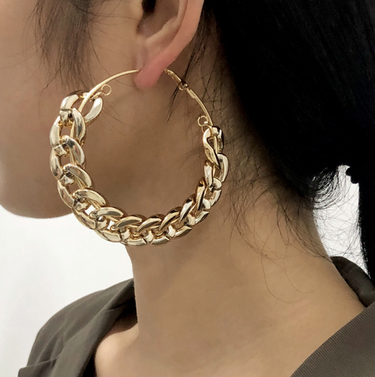 Retro Gold Chain Hoops