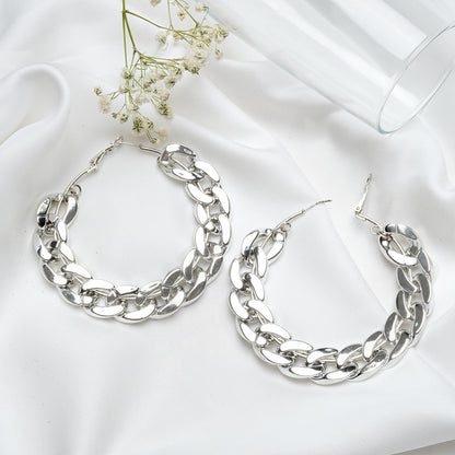 Retro Silver Chain Hoops