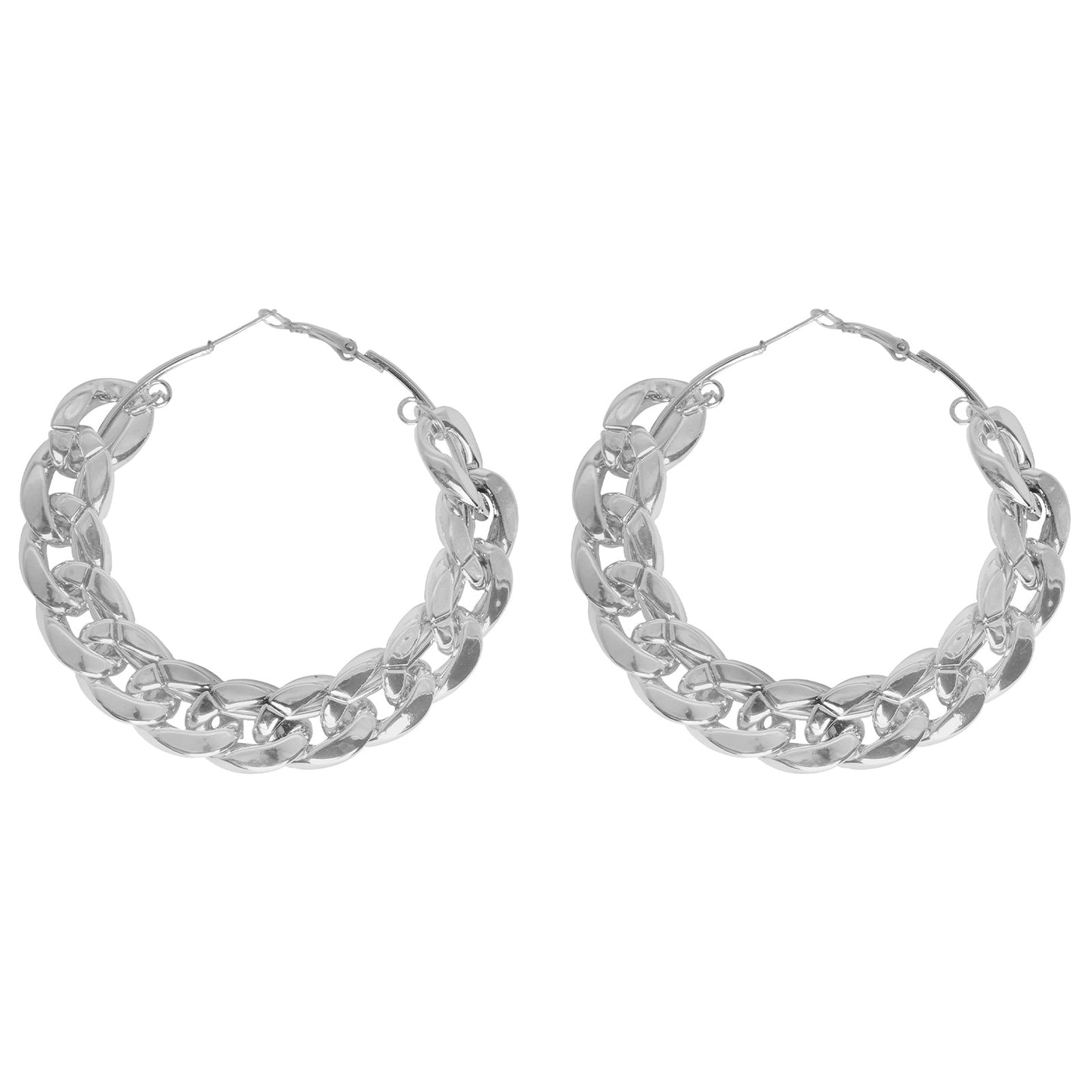 Retro Silver Chain Hoops