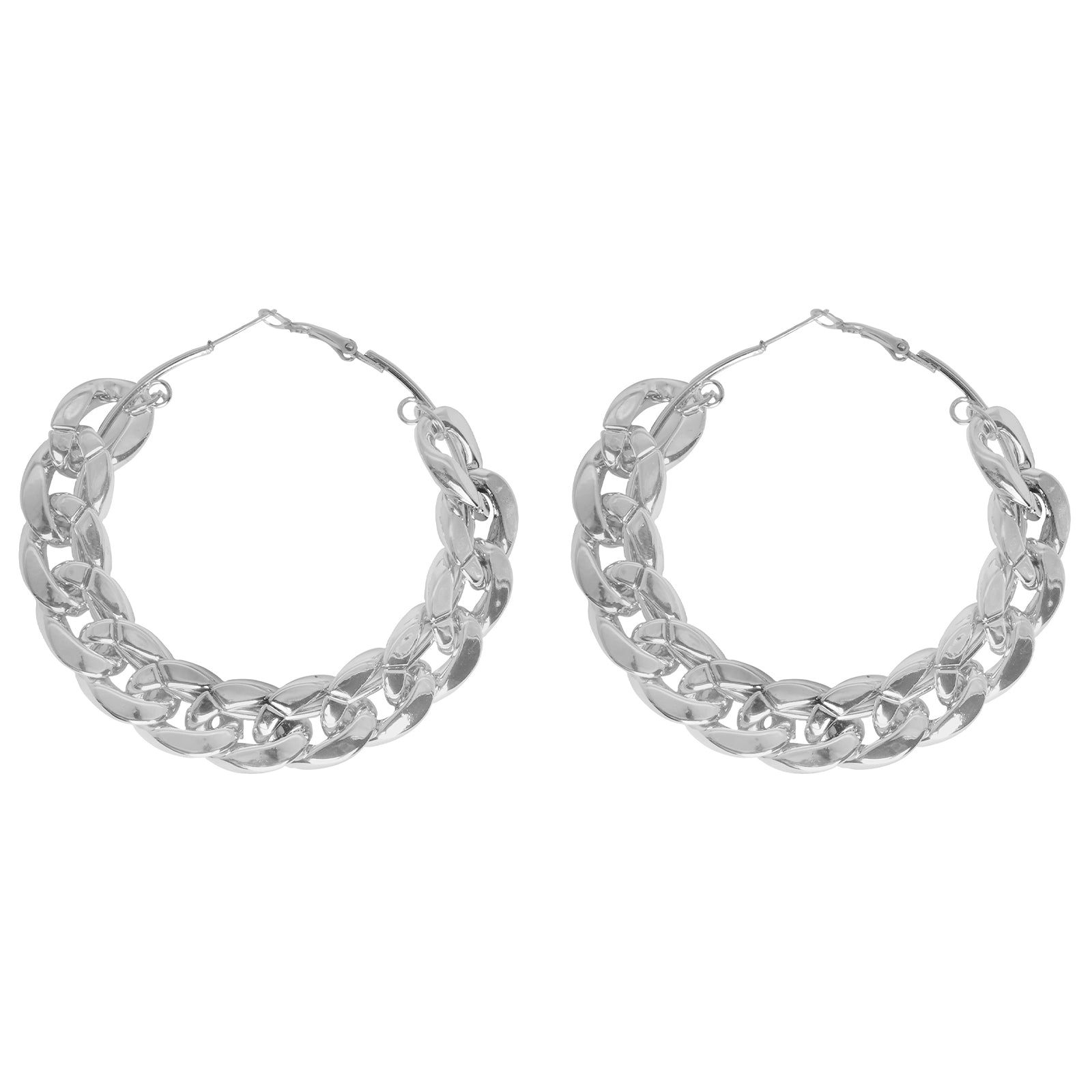 Retro Silver Chain Hoops