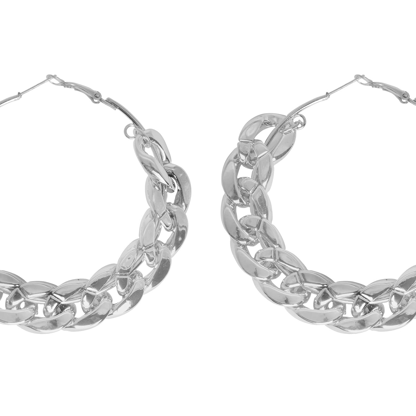 Retro Silver Chain Hoops