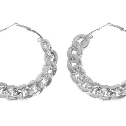 Retro Silver Chain Hoops