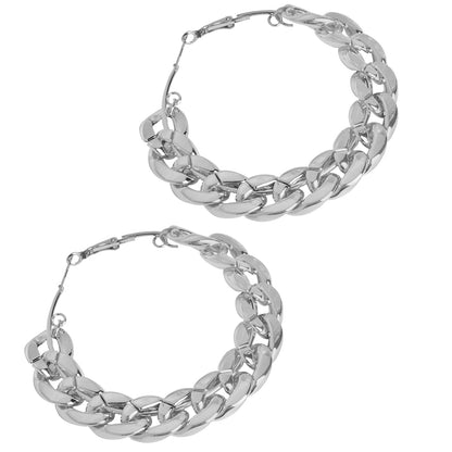 Retro Silver Chain Hoops