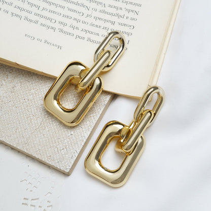 Misa Link Detail Gold Earrings