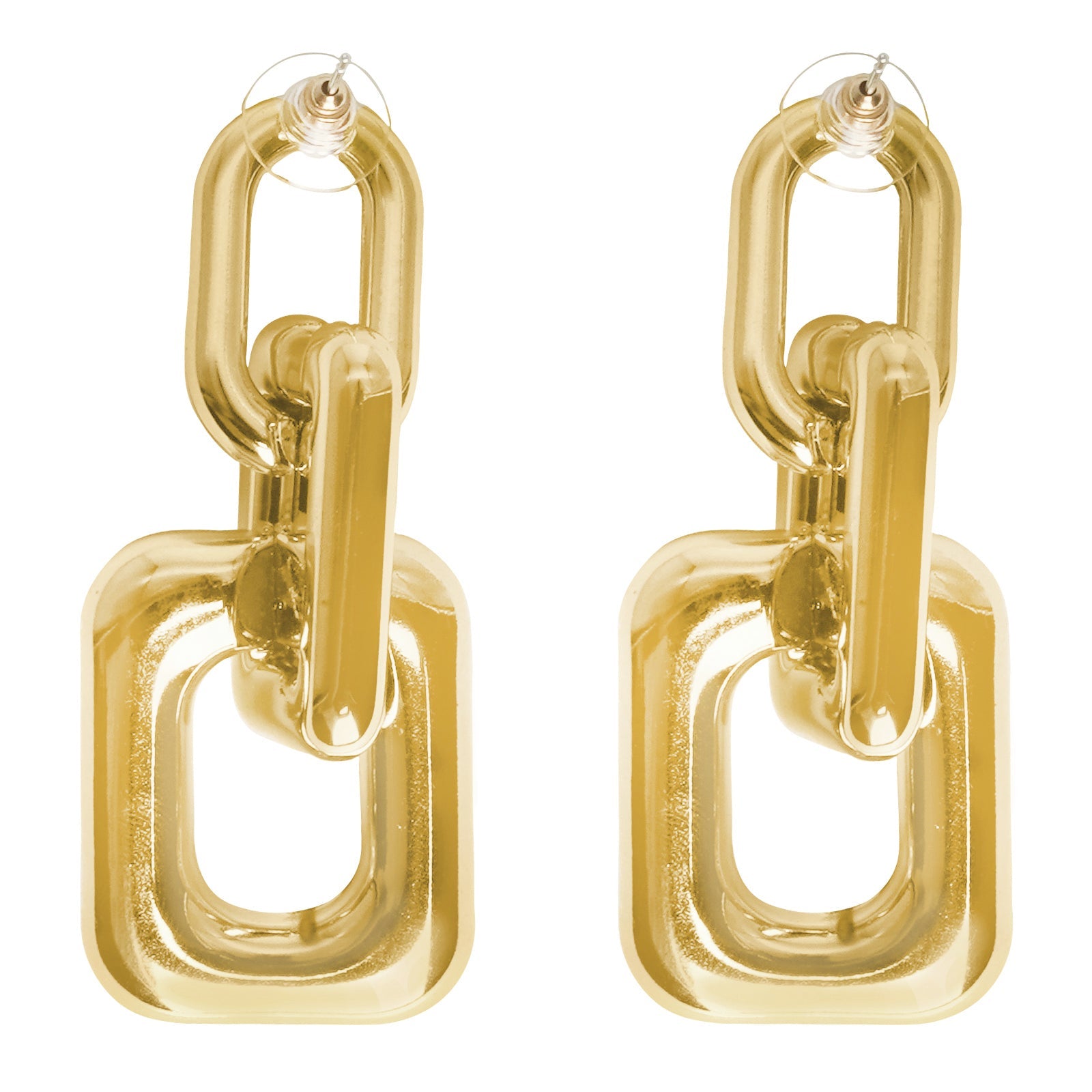 Misa Link Detail Gold Earrings