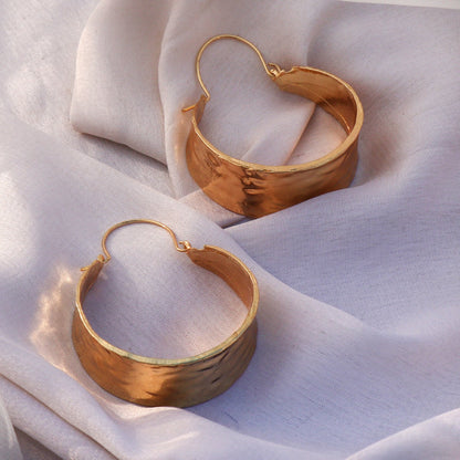 Hammered Gold Bold Hoops