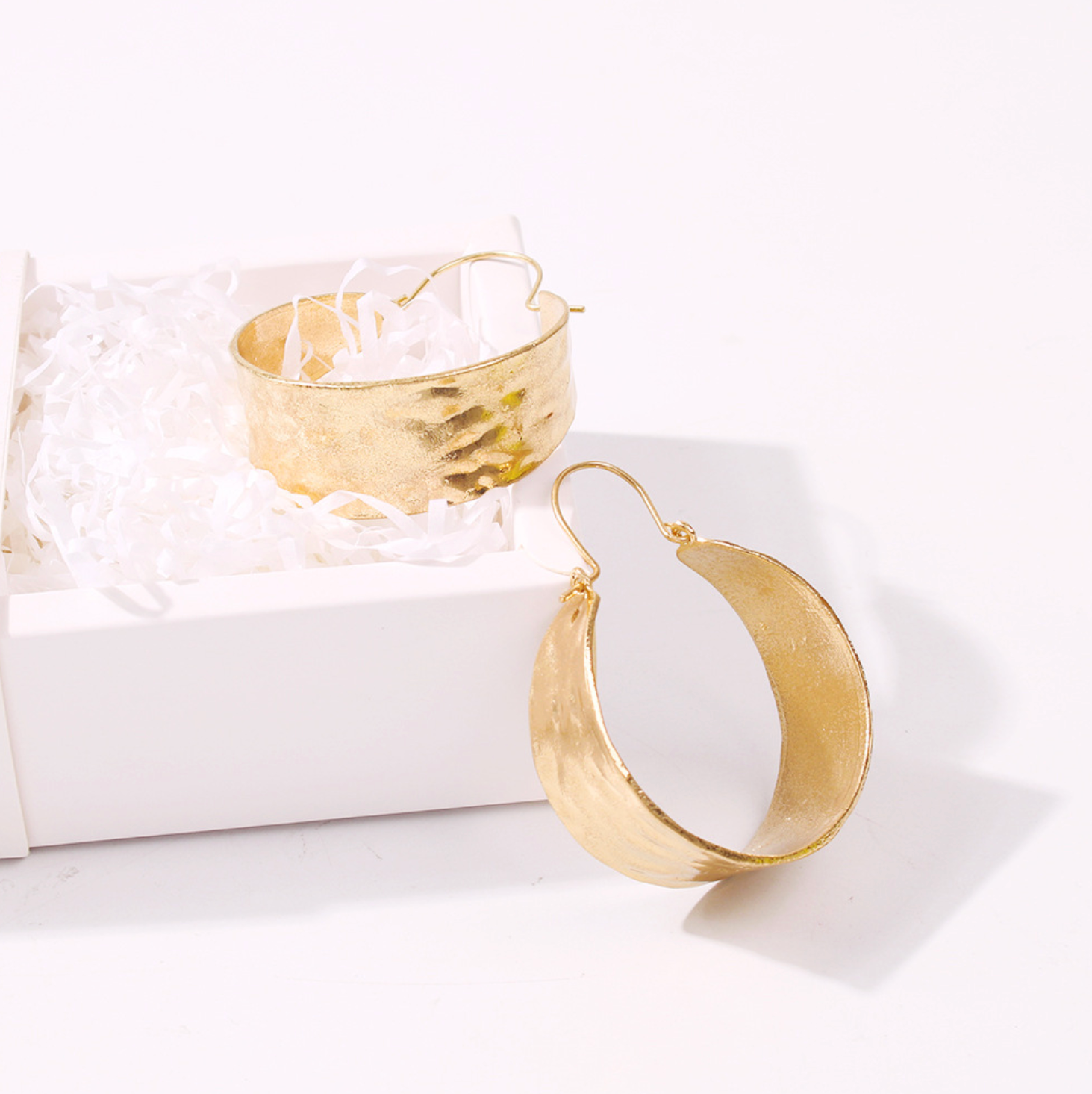 Hammered Gold Bold Hoops