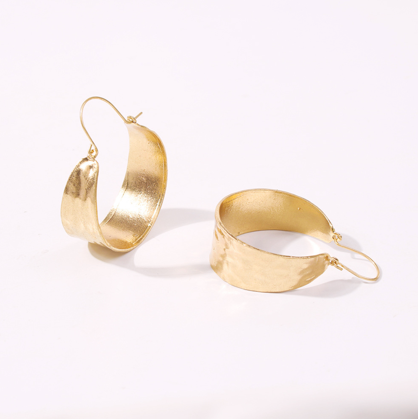 Hammered Gold Bold Hoops