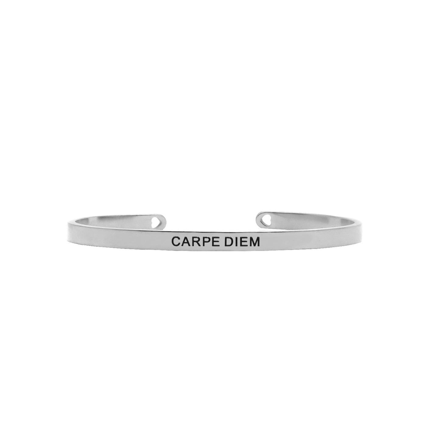 Carpe Diem Silver Cuff Mantra Band