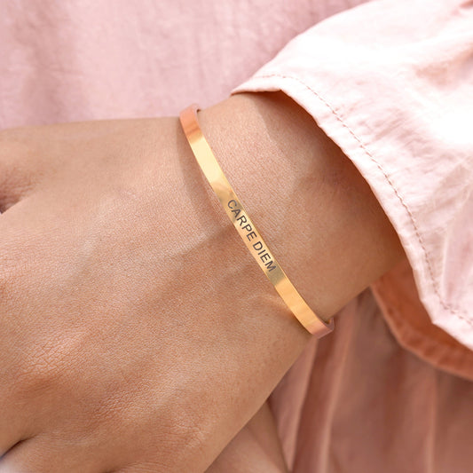 Carpe Diem Rose Gold Cuff Mantra Band