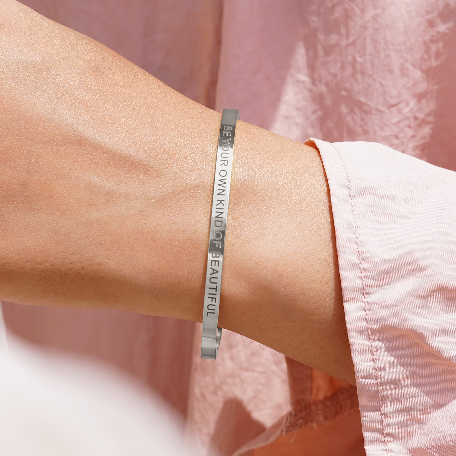 Be Your Own Kind Of Beautiful Silver Cuff Mantra Band