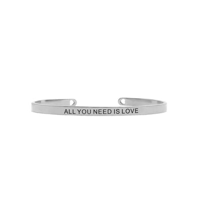 All You Need Is Love Silver Cuff Mantra Band