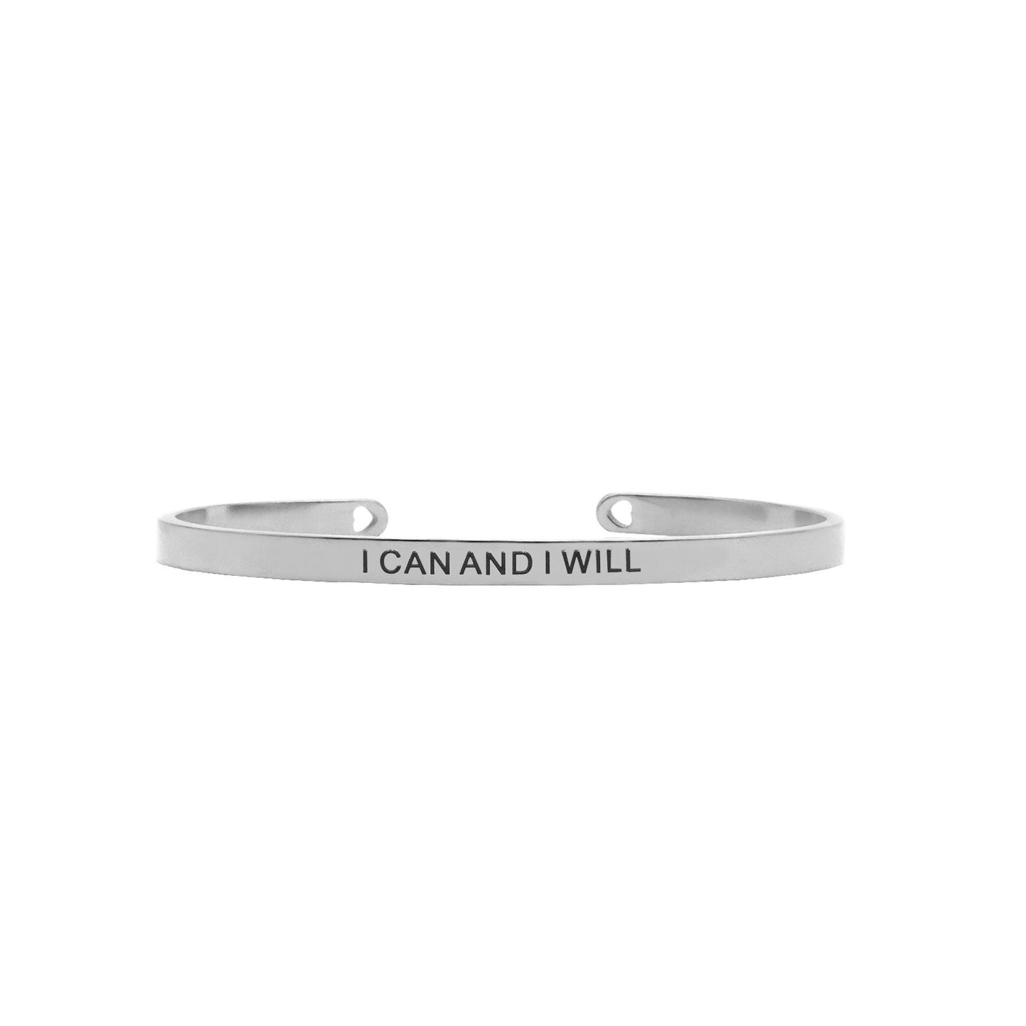 I Can And I Will Silver Cuff Mantra Band