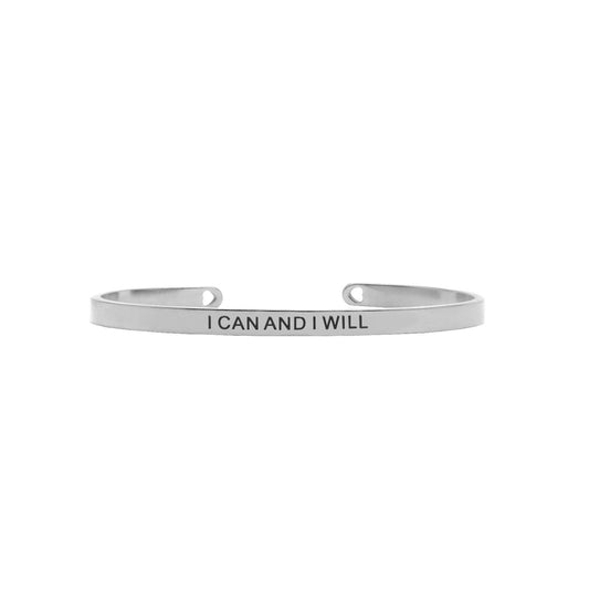 I Can And I Will Silver Cuff Mantra Band
