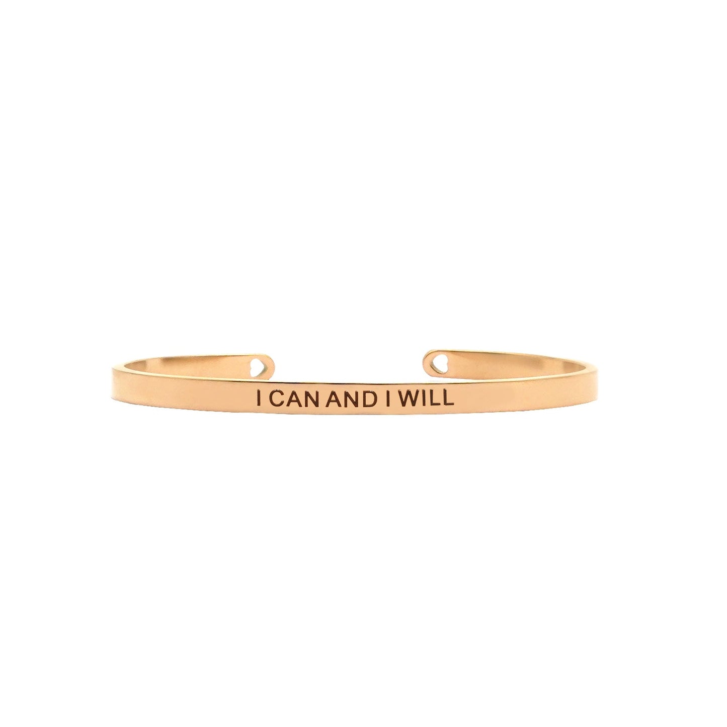 I Can And I Will Rose Gold Cuff Mantra Band
