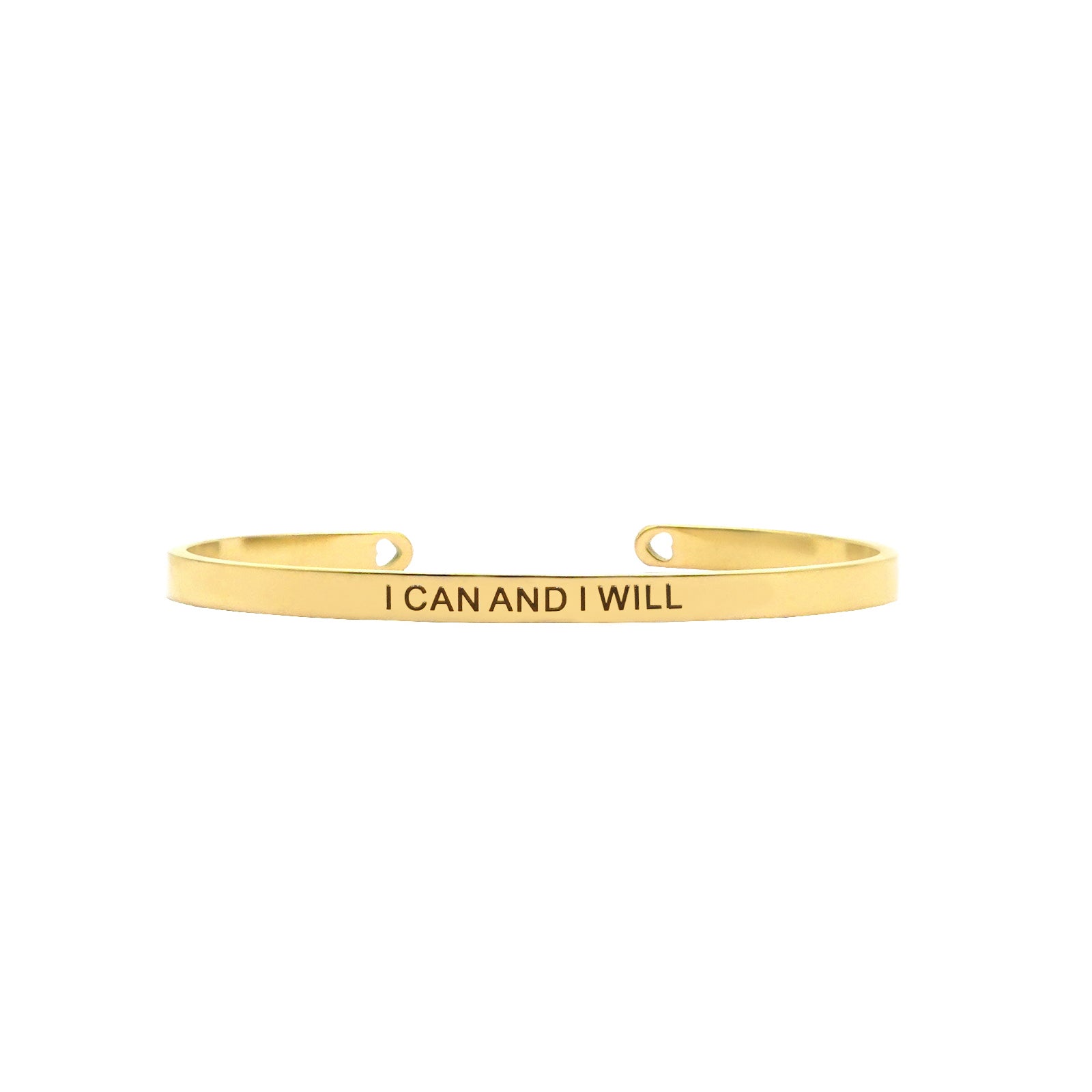 I Can And I Will Gold Cuff Mantra Band
