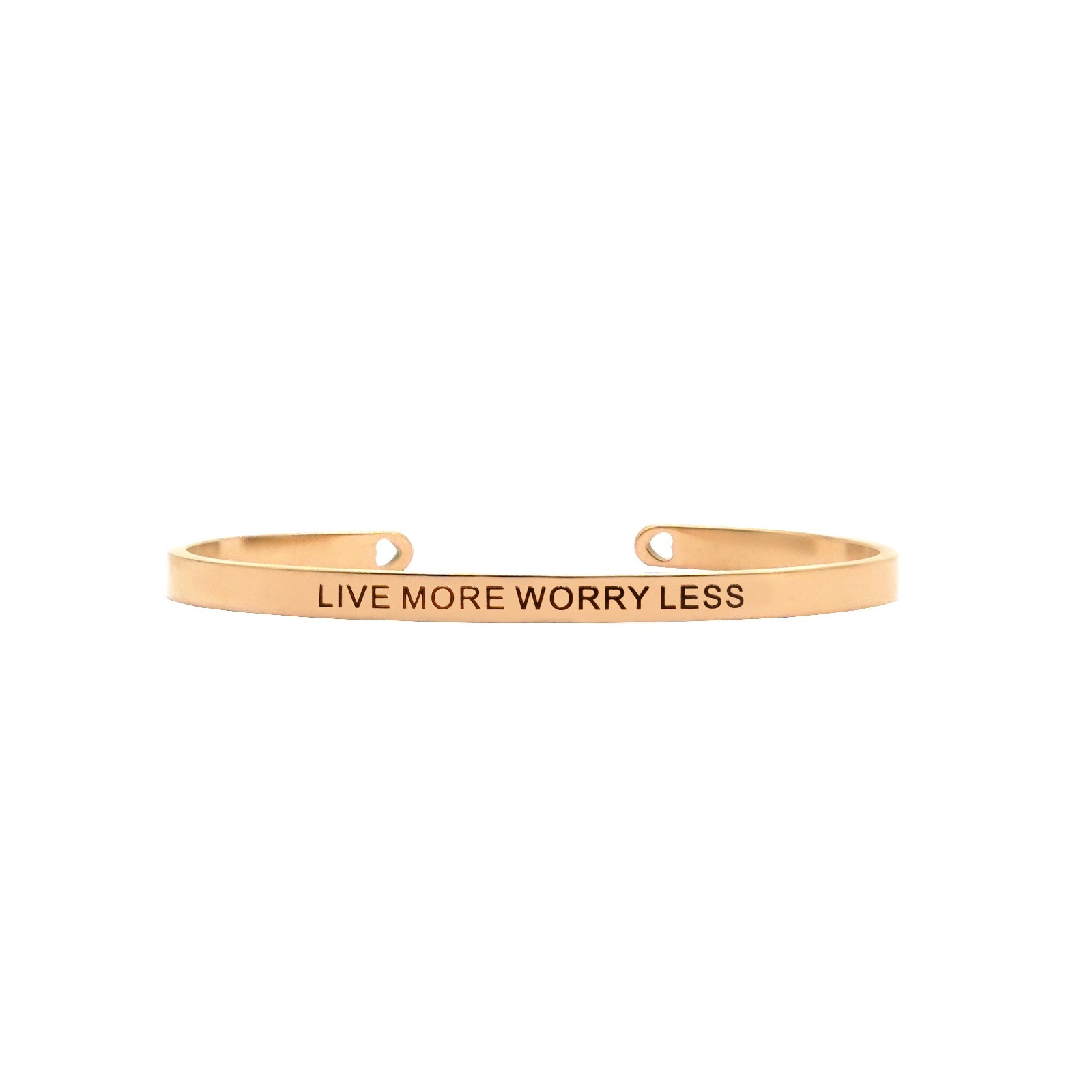 Live More, Worry Less Rose Gold Cuff Mantra Band