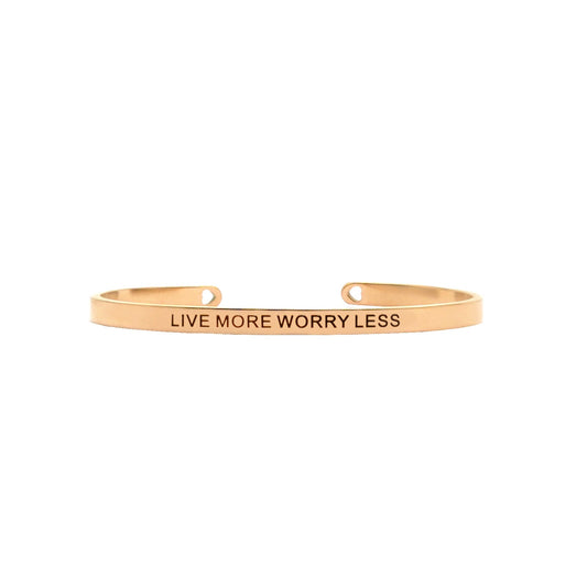 Live More, Worry Less Rose Gold Cuff Mantra Band