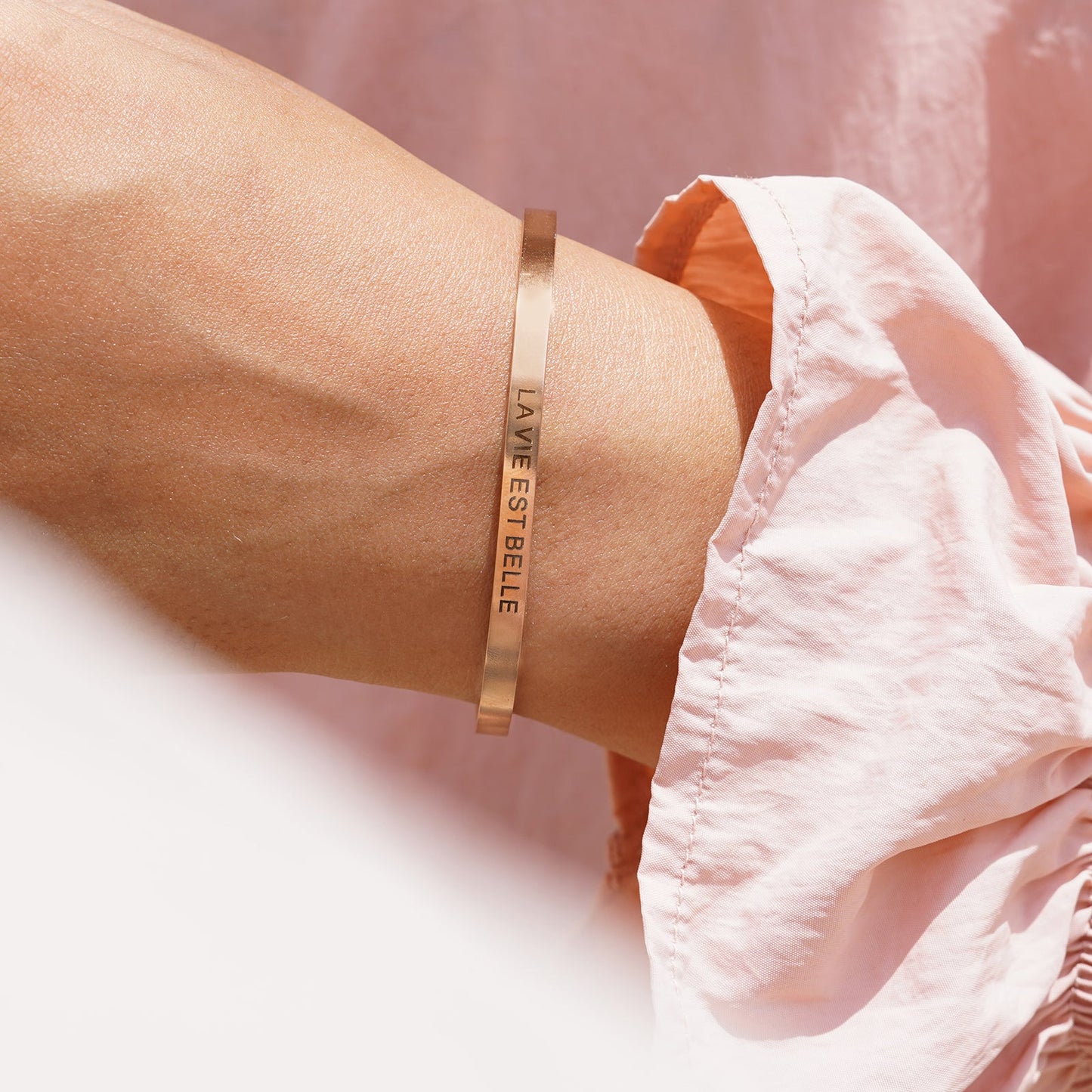 La Vie Est Belle Rose Gold Cuff Mantra Band