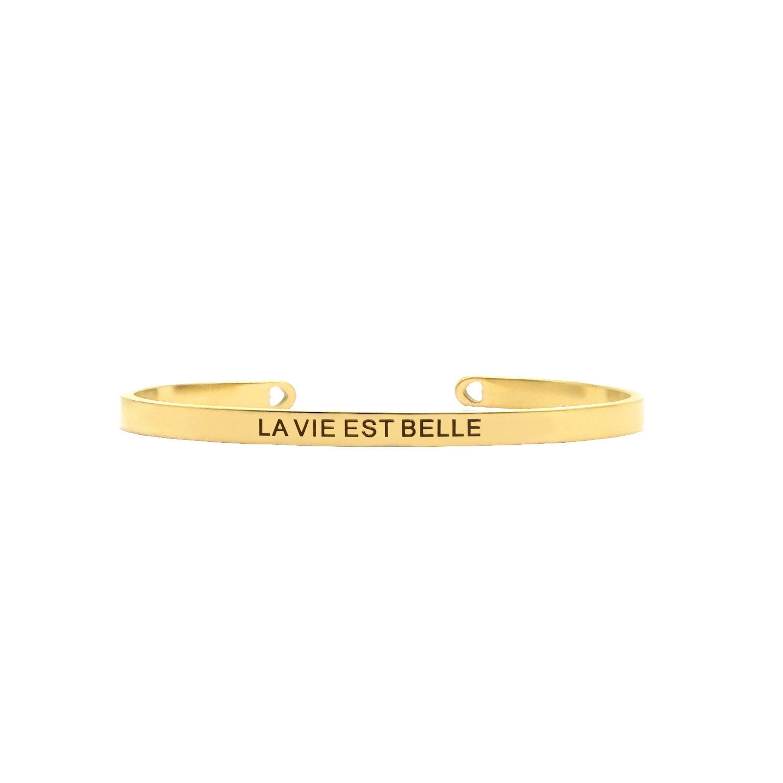 La Vie Est Belle Gold Cuff Mantra Band
