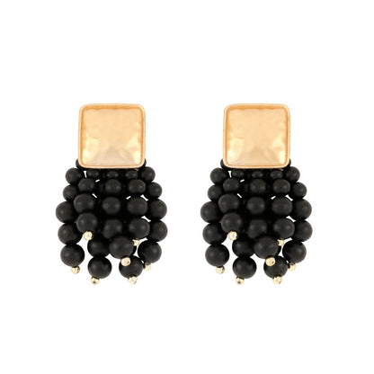 Royal Pearl Black & Gold Earrings