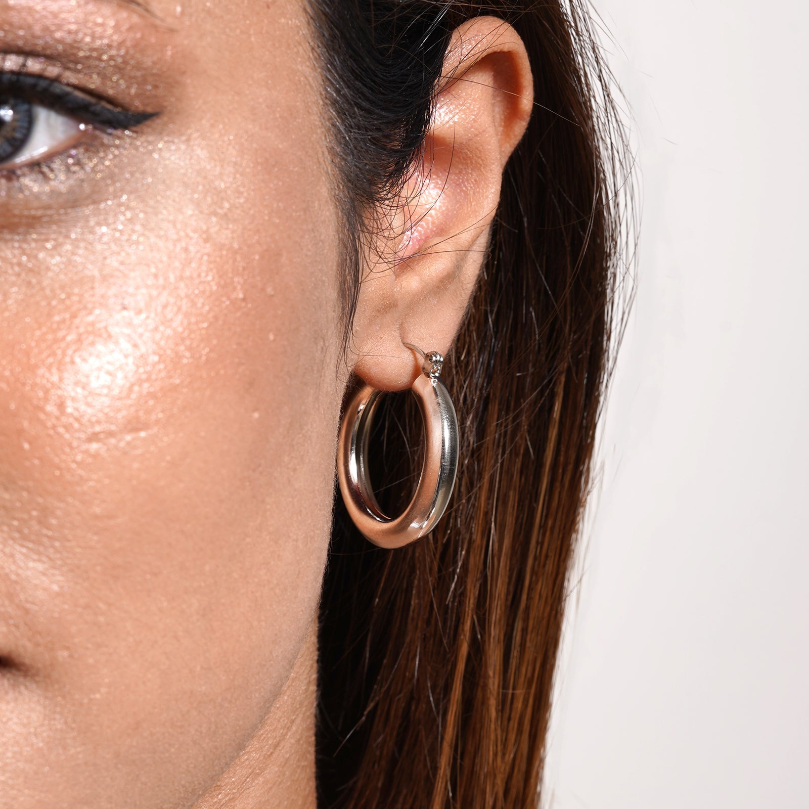 Polly Polished Silver Hoops