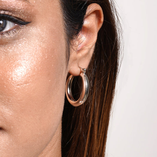 Polly Polished Silver Hoops
